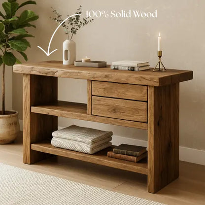 Handcrafted Natural Wood Console Table – Minimal Organic Design Lynnsnail
