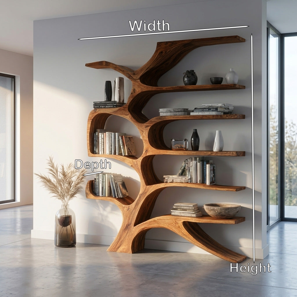 Contemporary Sculpted Wooden Bookshelf For Living Room Decor Lynnsnail