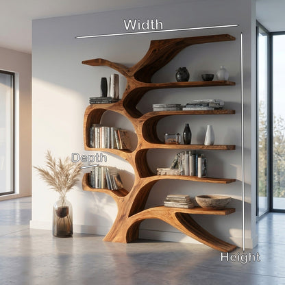 Contemporary Sculpted Wooden Bookshelf For Living Room Decor Lynnsnail