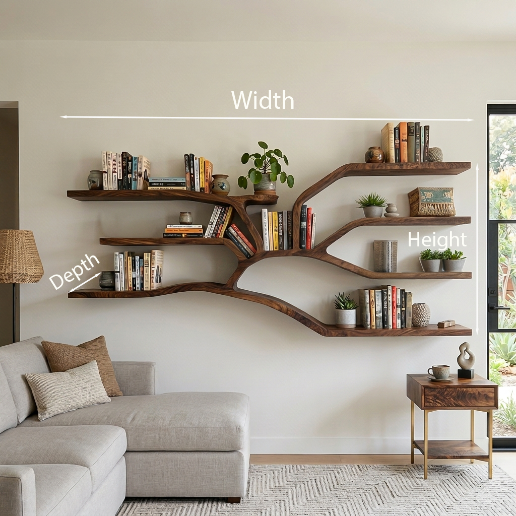 Handcrafted Sculptural Wooden Bookshelf For Living Room Decor Lynnsnail