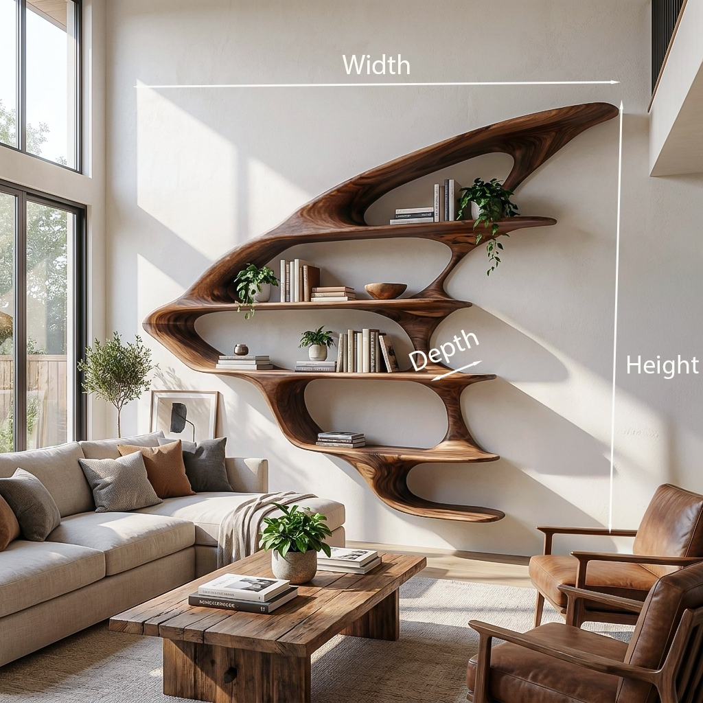 Wooden Floating Bookshelf Unique Design For Living Room Wall Lynnsnail