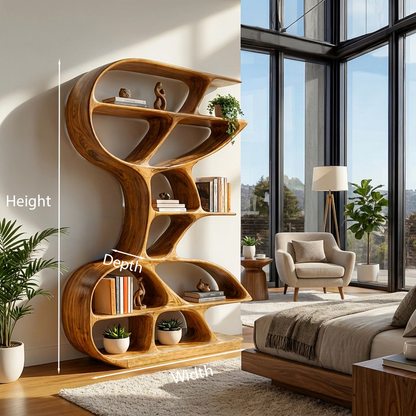 Wooden Bookshelf Unique Sculptural Design For Modern Living Room Lynnsnail