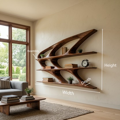 Organic Sculptural Wooden Bookshelf For Living Room Statement Lynnsnail
