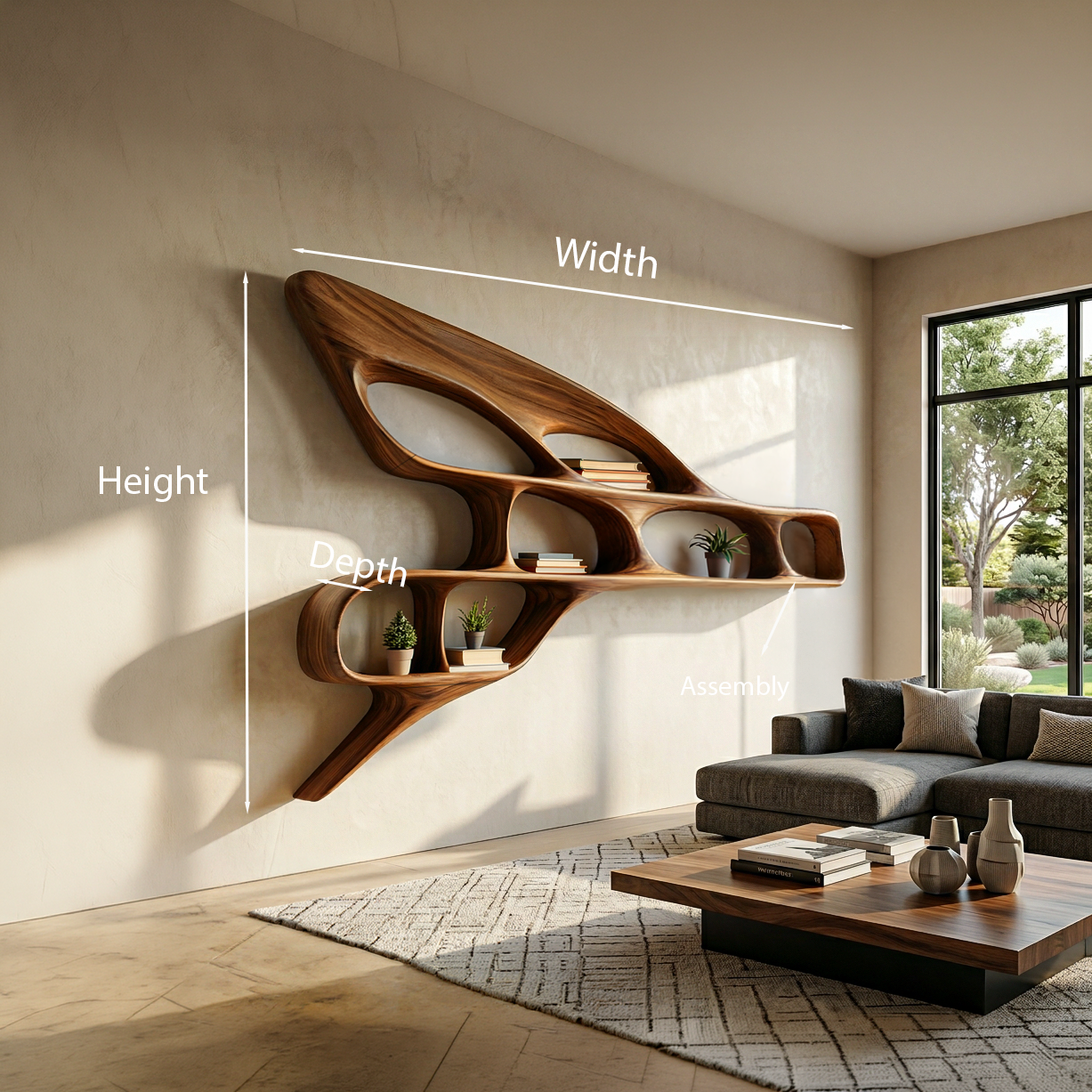 Organic Wooden Wall Bookshelf For Luxury Interior Lynnsnail