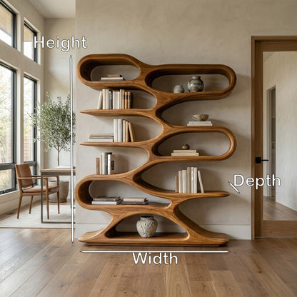 Organic Sculptural Wood Bookcase For Living Room Decor Lynnsnail