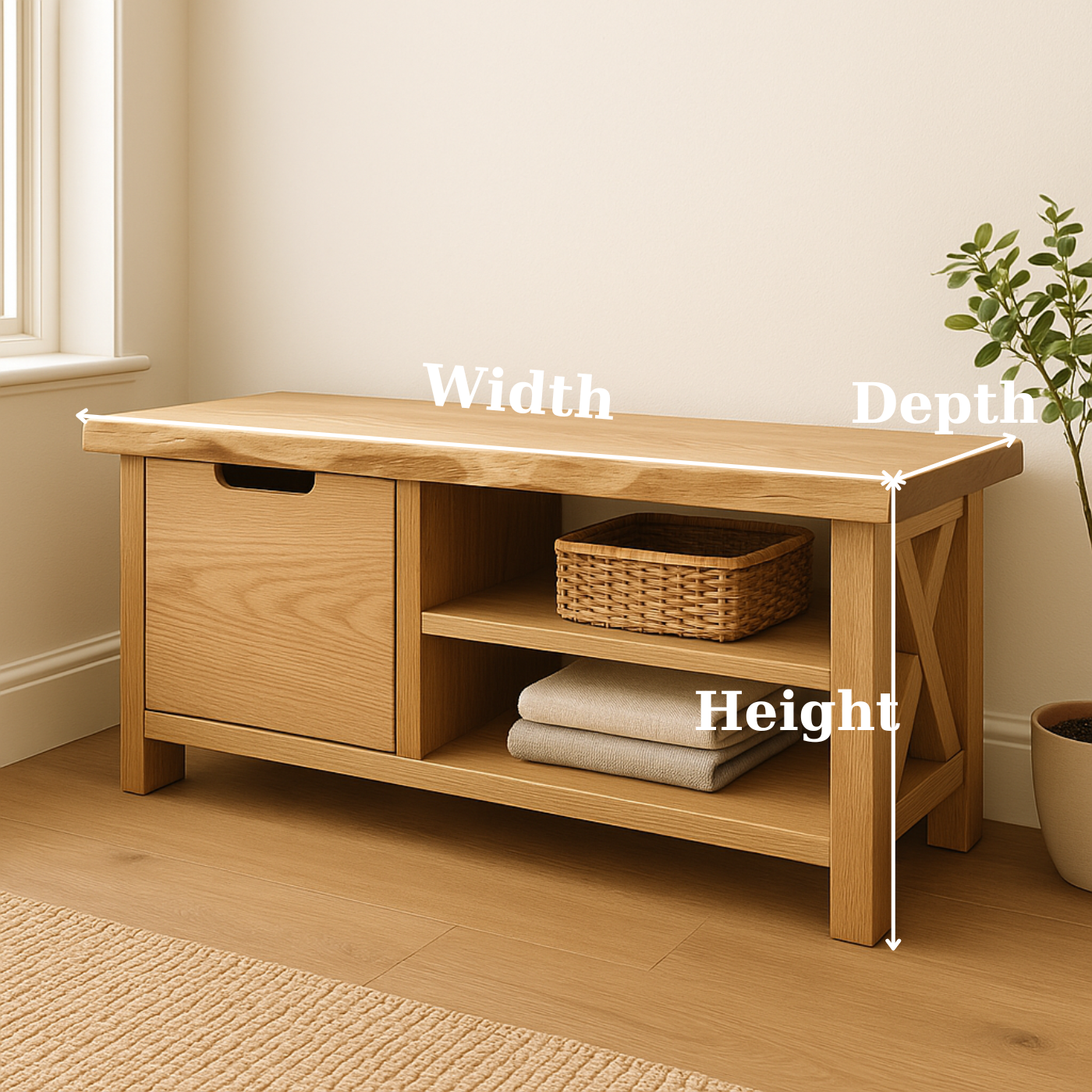 Handcrafted Solid Wood Bench – Modern Rustic Seating with X-Accent and Storage Lynnsnail