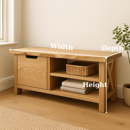 Handcrafted Solid Wood Bench – Modern Rustic Seating with X-Accent and Storage Lynnsnail
