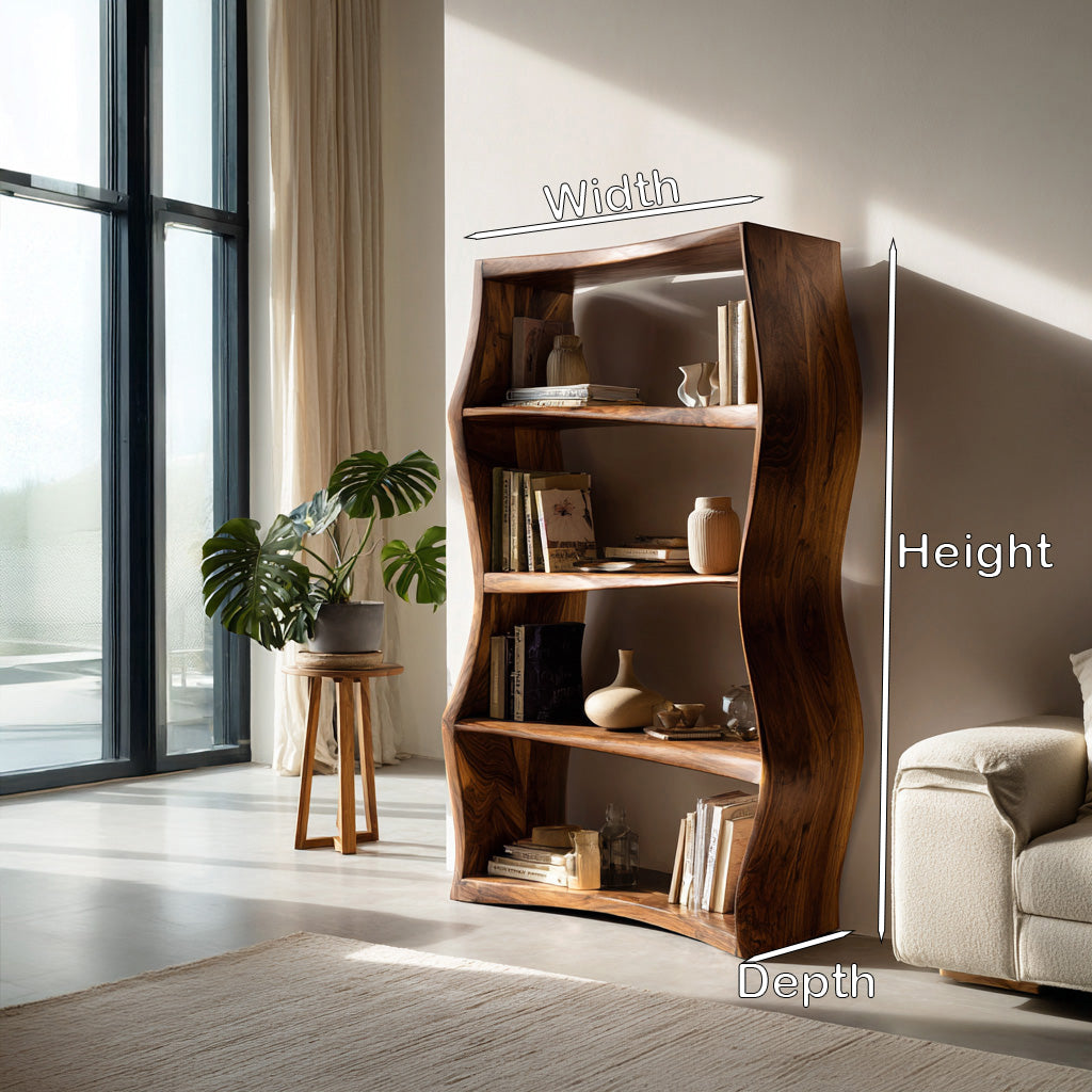 Elegant Natural Wood Bookshelf For Living Room Storage Lynnsnail