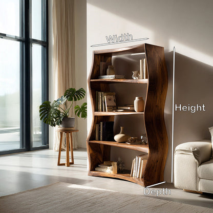 Elegant Natural Wood Bookshelf For Living Room Storage Lynnsnail