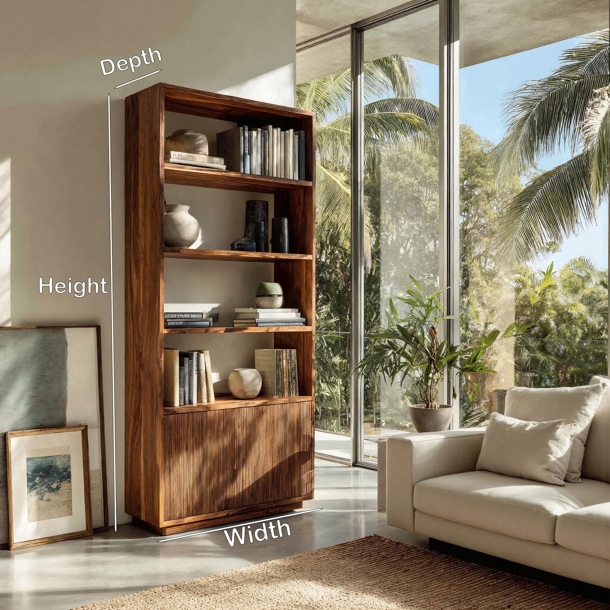 Minimal Wooden Bookcase For Coastal Living Room Lynnsnail