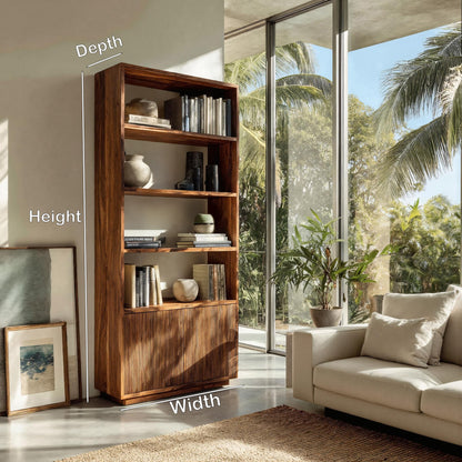 Minimal Wooden Bookcase For Coastal Living Room Lynnsnail