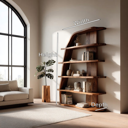 Mid Century Natural Wood Display Bookshelf For Living Room Lynnsnail