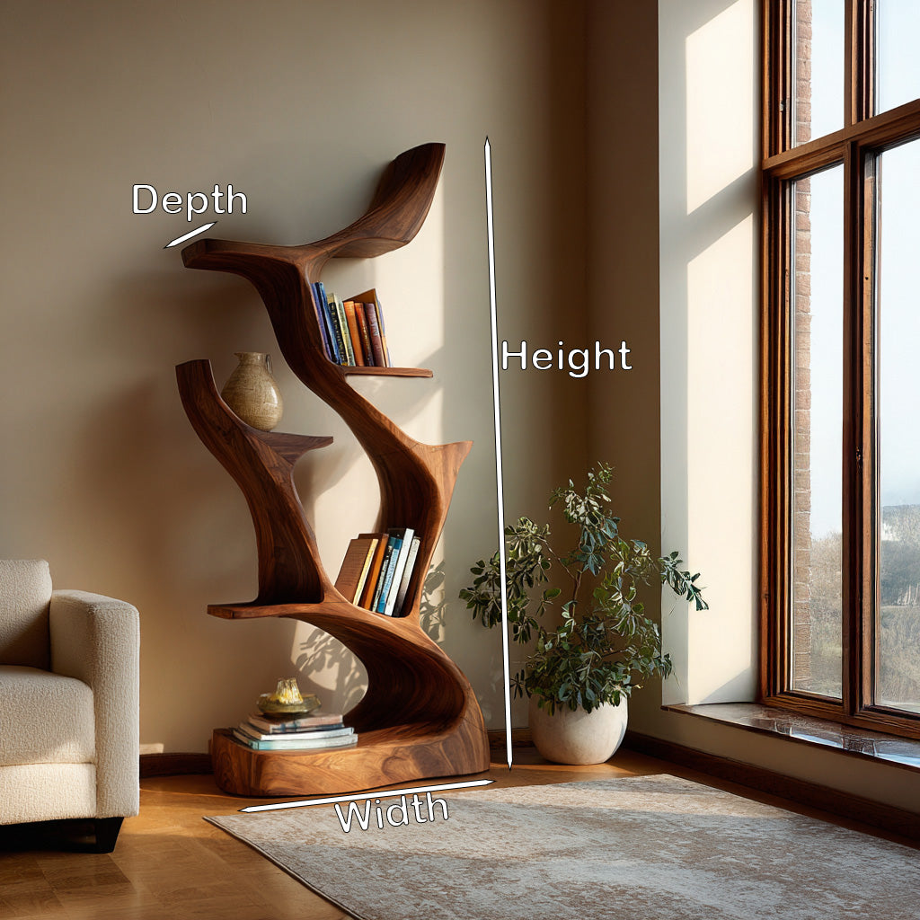 Abstract Sculptural Wooden Bookshelf For Living Room Lynnsnail