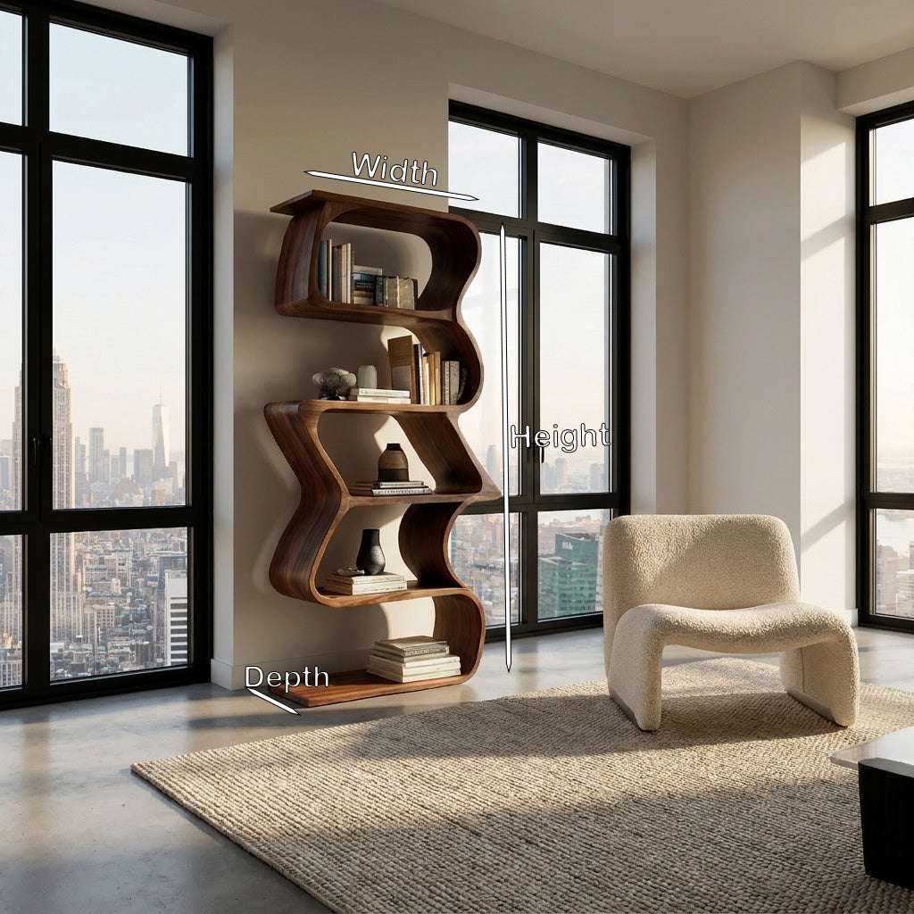 Modern Sculptural Wooden Bookshelf For Home Display Lynnsnail