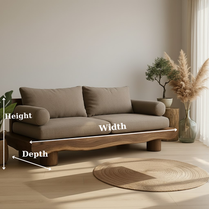 Handcrafted Solid Wood Sofa – Rustic Live Edge Wooden Couch with Modern Minimal Design Lynnsnail