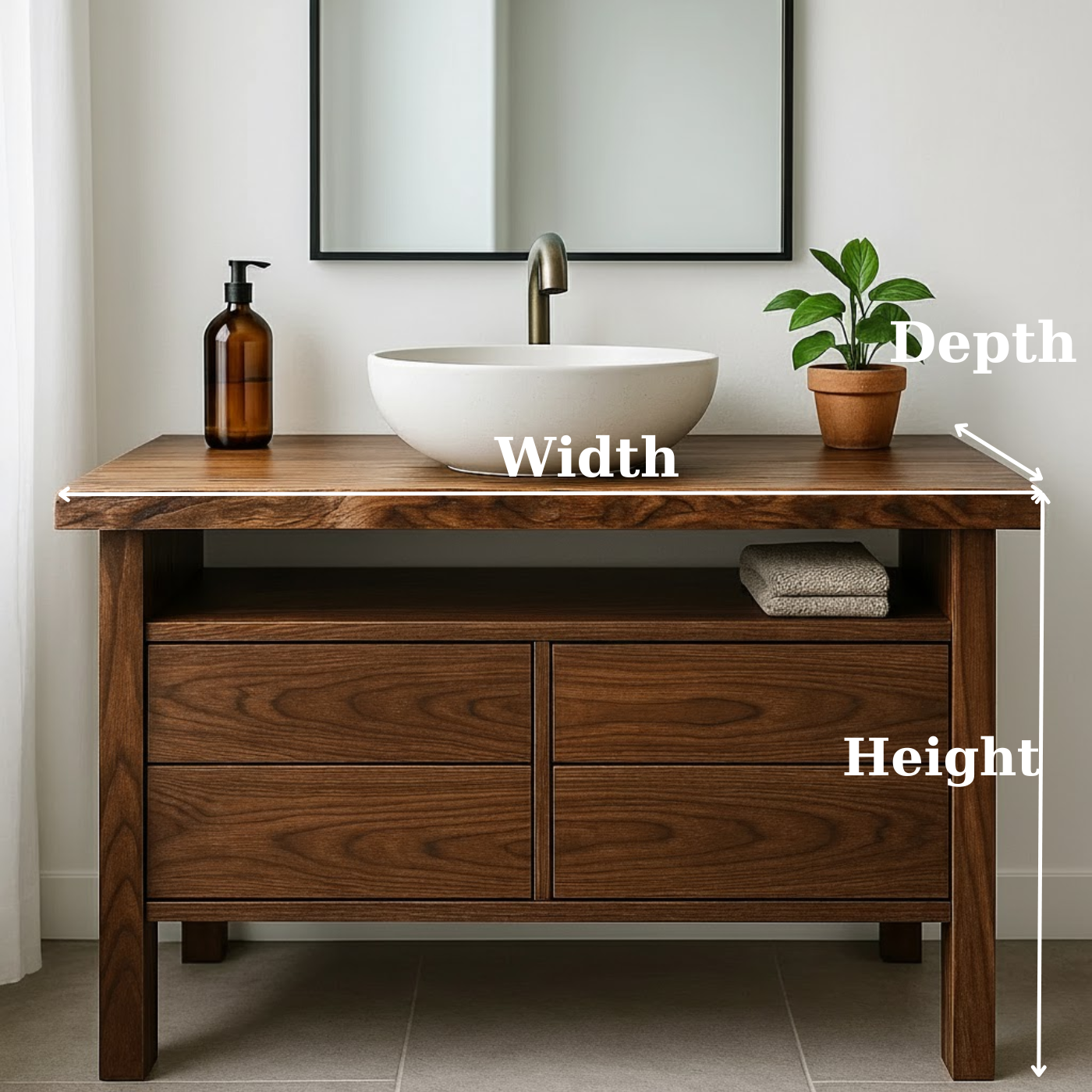 Handcrafted Solid Wood Bathroom Vanity with Live Edge Top and Minimalist Design Lynnsnail