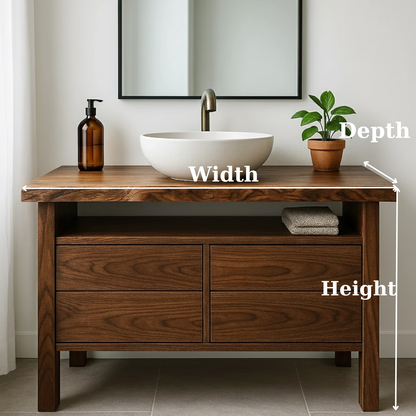 Handcrafted Solid Wood Bathroom Vanity with Live Edge Top and Minimalist Design Lynnsnail