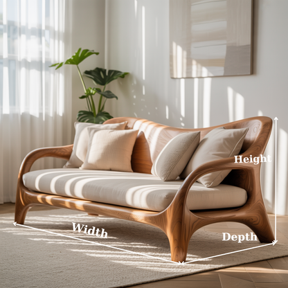 Handcrafted Solid Wood Sofa – Rustic Live Edge Wooden Couch with Modern Minimal Design Lynnsnail