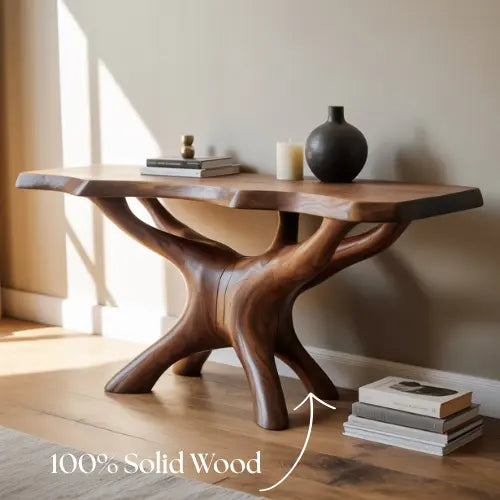 Handcrafted Solid Wood Root Console Table – Organic Sculptural Design Lynnsnail