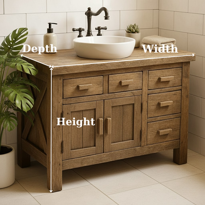 Handcrafted Solid Wood Bathroom Vanity - Rustic Farmhouse Style with X-Brace Detail Lynnsnail