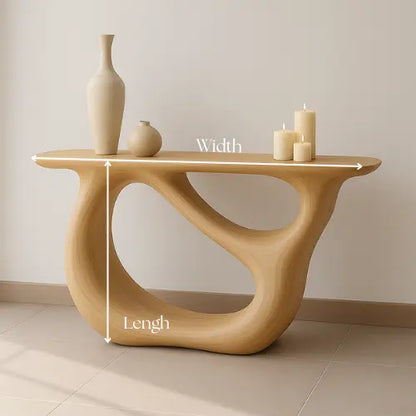 Handcrafted Solid Wood Organic Console Table – Light Oak Flow Design Lynnsnail