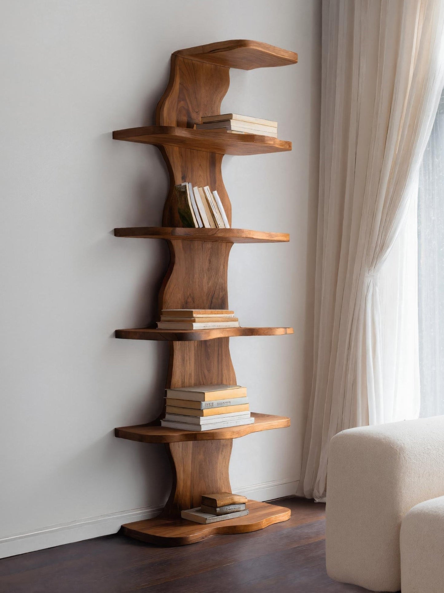 Modern Sculptural Wave Bookshelf For Living Room Lynnsnail