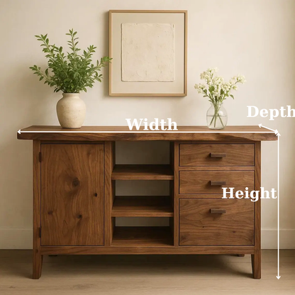 Handcrafted Solid Wood Console Table – Live-Edge Slab with Cabinet and Drawers Lynnsnail