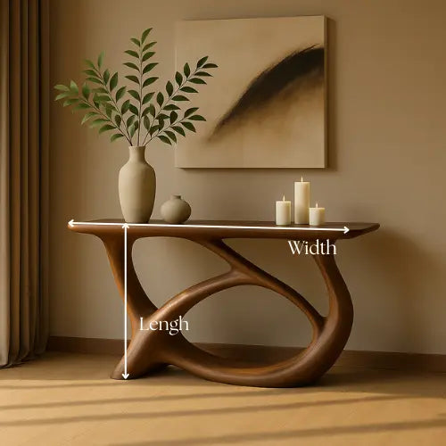 Handcrafted Solid Wood Waveform Console Table – Contemporary Organic Sculpture Lynnsnail