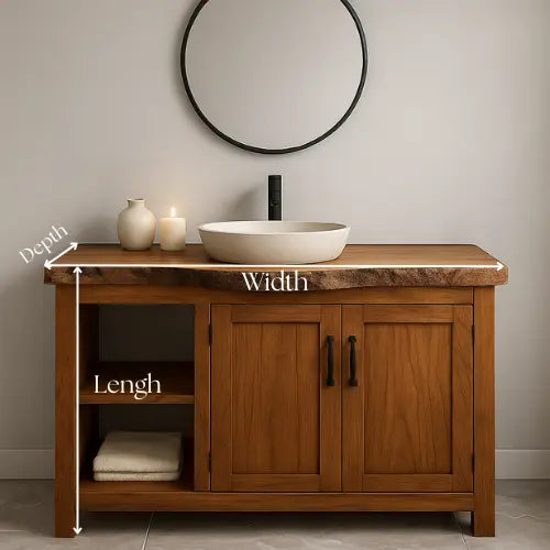 Handcrafted Solid Wood Bathroom Vanity – Handcrafted with Double Doors and Open Shelf Lynnsnail