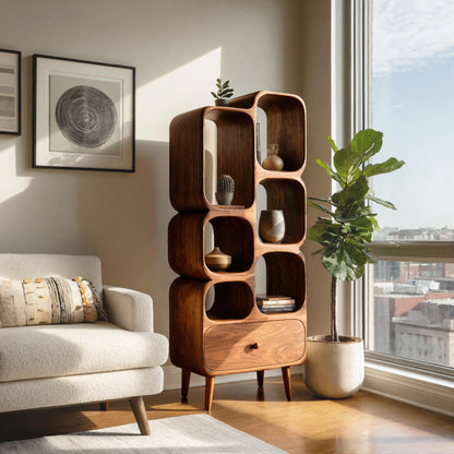 Modern Wood Bookshelf With Open Compartments For Living Decor Lynnsnail