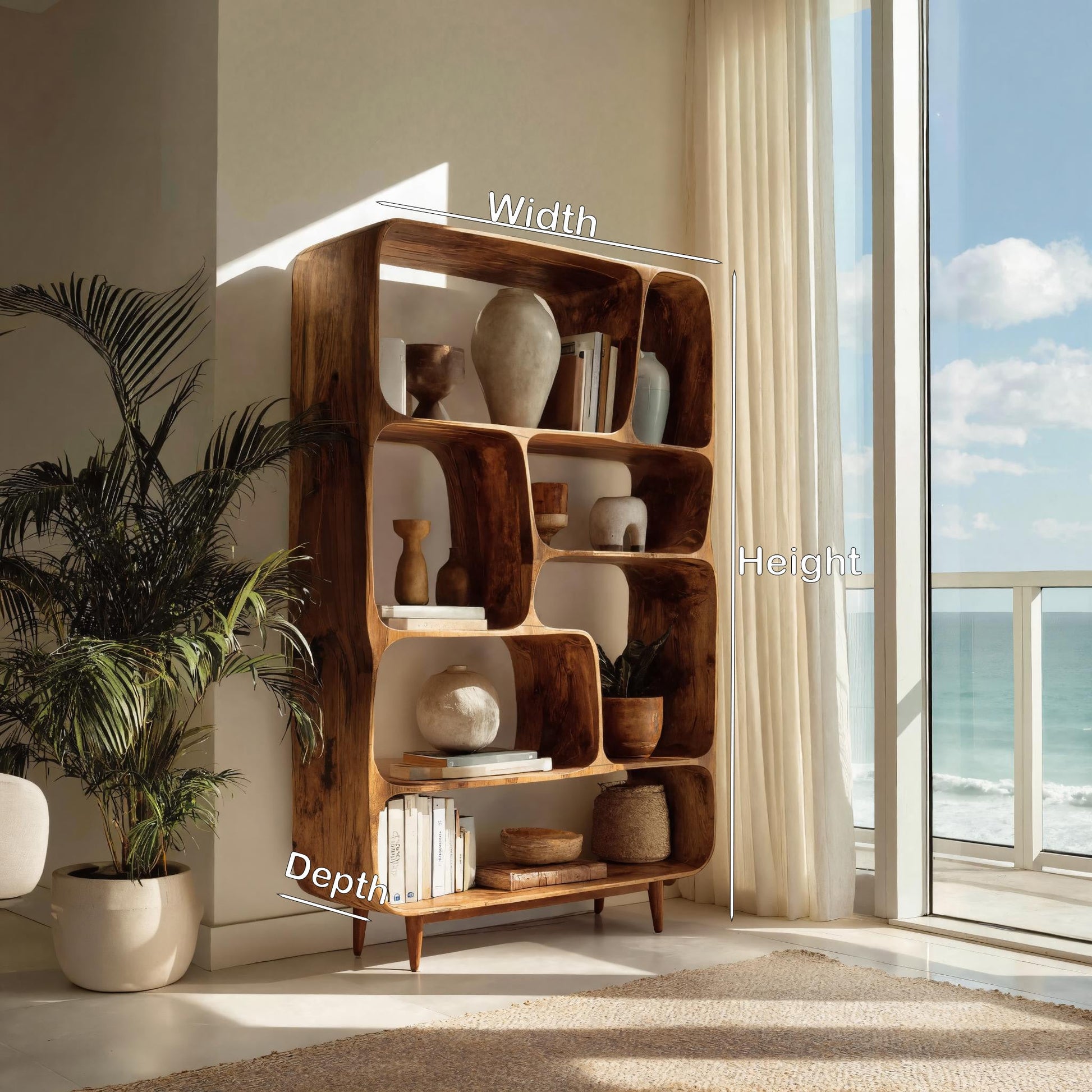 Mid Century Wood Bookshelf For Home Interiors Lynnsnail