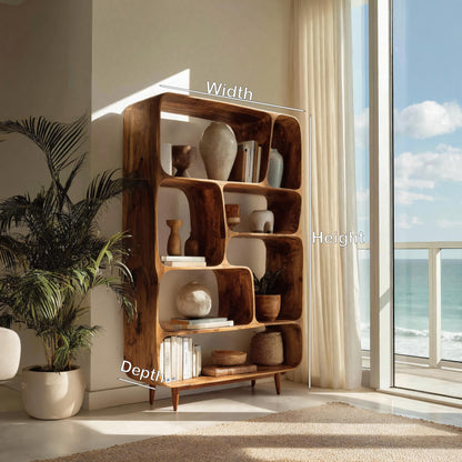 Mid Century Wood Bookshelf For Home Interiors Lynnsnail