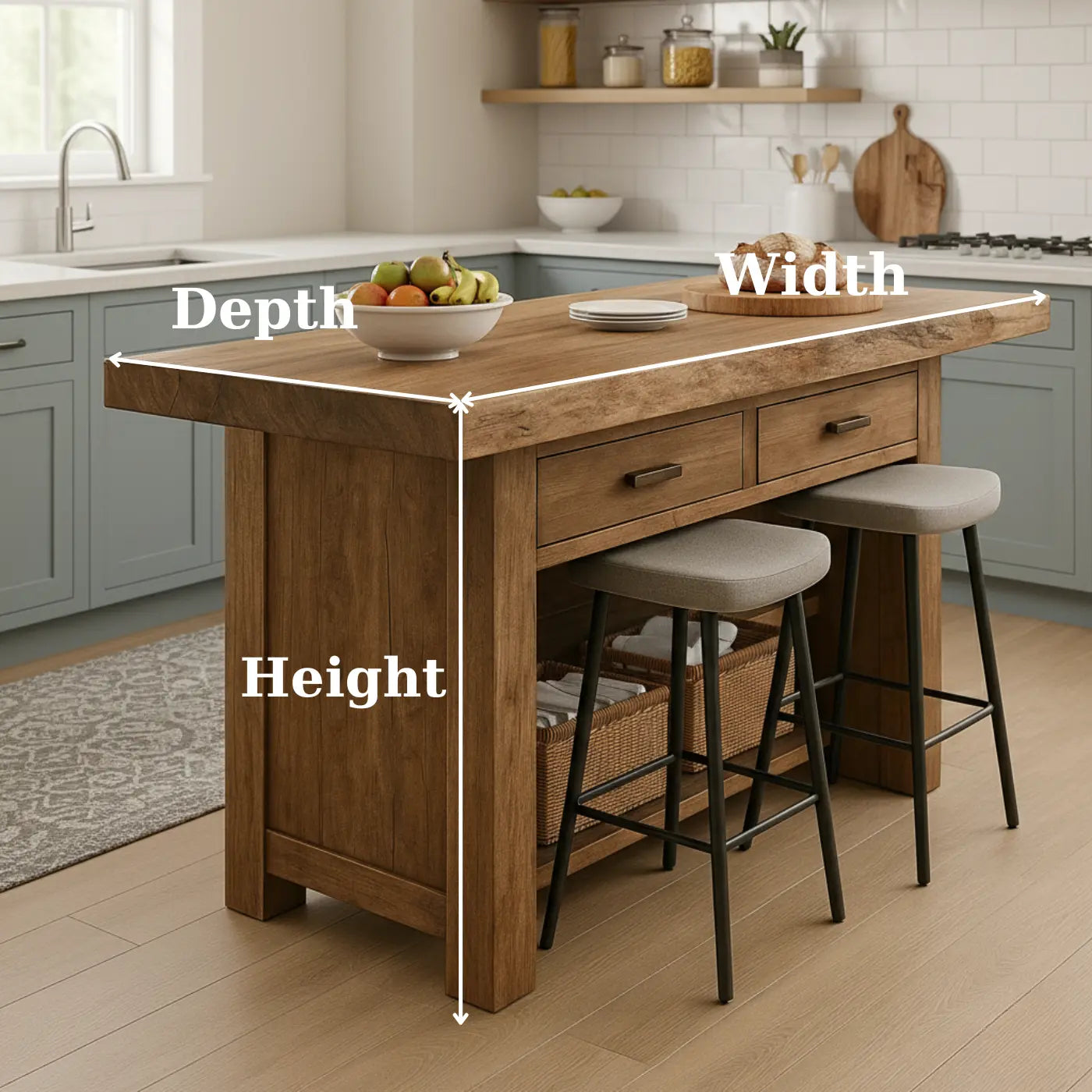 Handcrafted Solid Wood Kitchen Island - Rustic Live-Edge Counter & Storage Lynnsnail