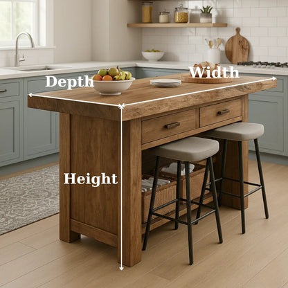 Handcrafted Solid Wood Kitchen Island - Rustic Live-Edge Counter & Storage Lynnsnail