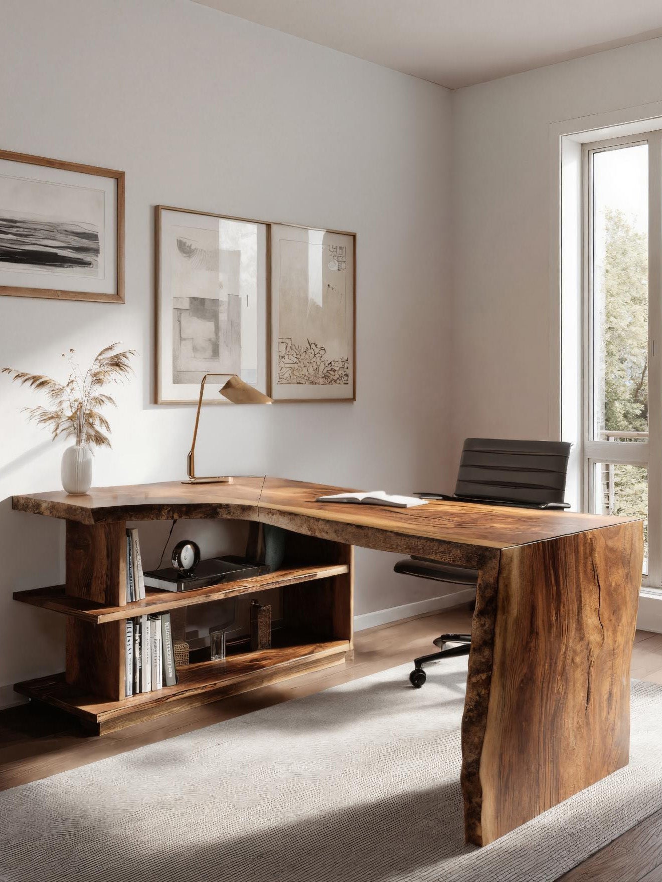 Modern L Shaped Desk With Bookshelf For Home Office Lynnsnail