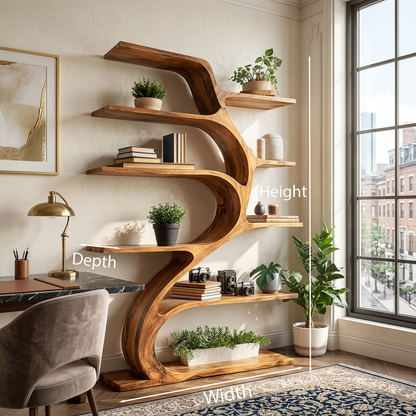Minimal Natural Wood Bookshelf Branch Design For Interior Space Lynnsnail