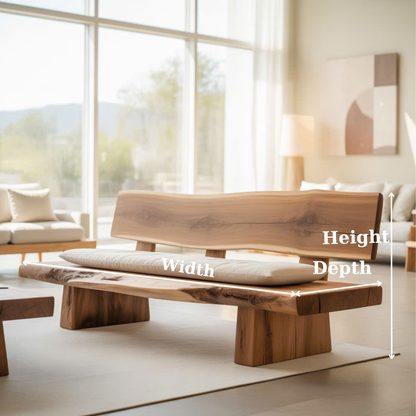 Handcrafted Solid Wood Sofa – Rustic Live Edge Bench-Style Couch with Minimalist Natural Design Lynnsnail