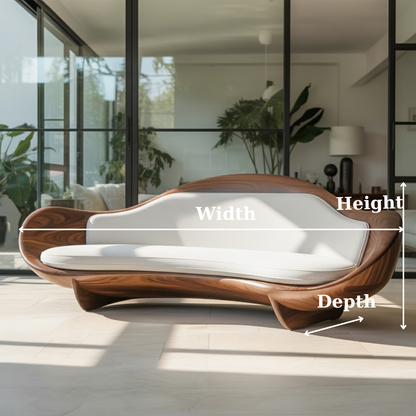 Handcrafted Solid Wood Sofa – Modern Organic Sculptural Couch with Curved Wood Frame Lynnsnail