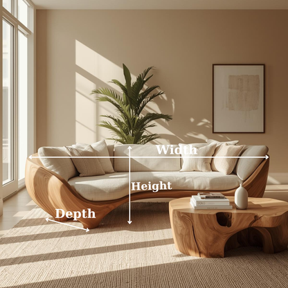 Handcrafted Solid Walnut Sofa – Modern Sculptural Wood Couch with Smooth Organic Curves Lynnsnail