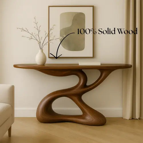 Handcrafted Solid Wood Flow Console Table – Contemporary Organic Design Lynnsnail