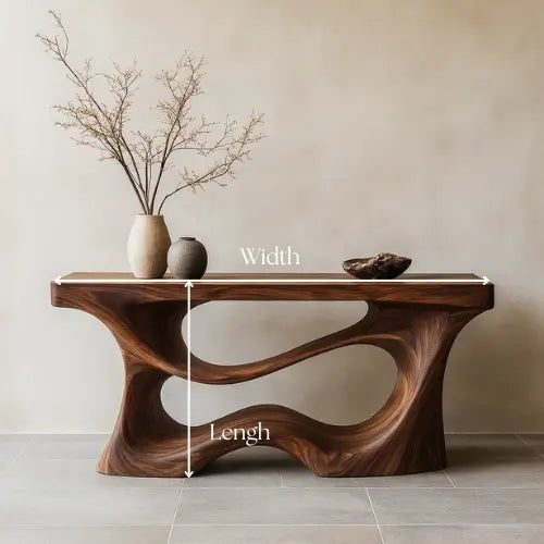Handcrafted Solid Wood Cascade Console Table – Modern Organic Form Lynnsnail