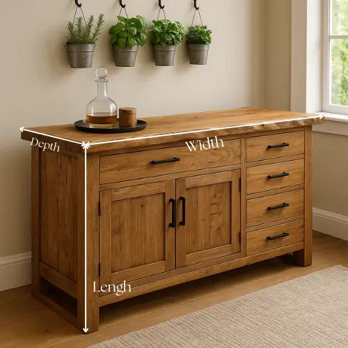 Handcrafted Solid Wood Live Edge Console Table – Natural Oak with Drawers and Cabinet Storage Lynnsnail