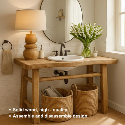 Handcrafted Solid Wood Bathroom Vanity with Minimalist Design and Natural Finish for Modern Spaces Lynnsnail