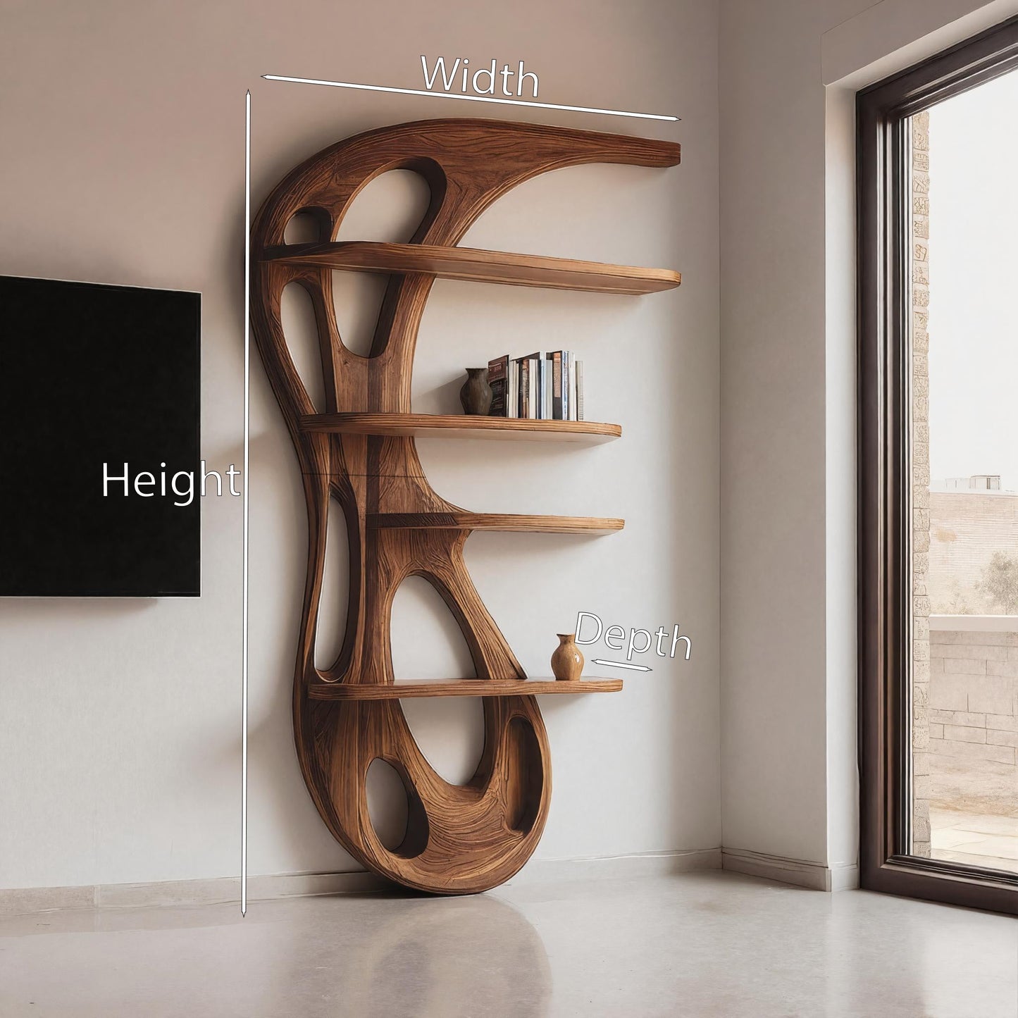 Modern Organic Bookshelf For Living Room Interior Decor Lynnsnail