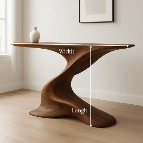 Handcrafted Solid Wood Twist Console Table – Sculptural Modern Design Lynnsnail