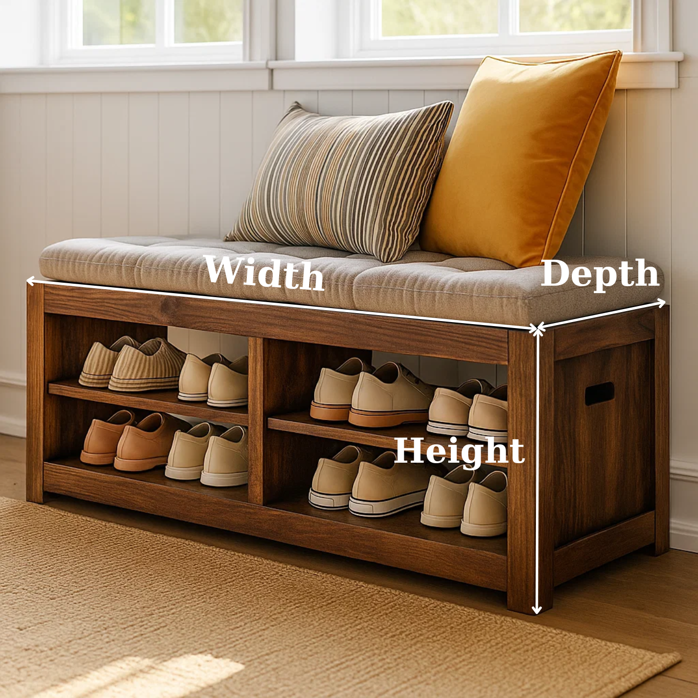 Handcrafted Solid Wood Bench – Transitional Design with Comfortable Upholstered Top Lynnsnail