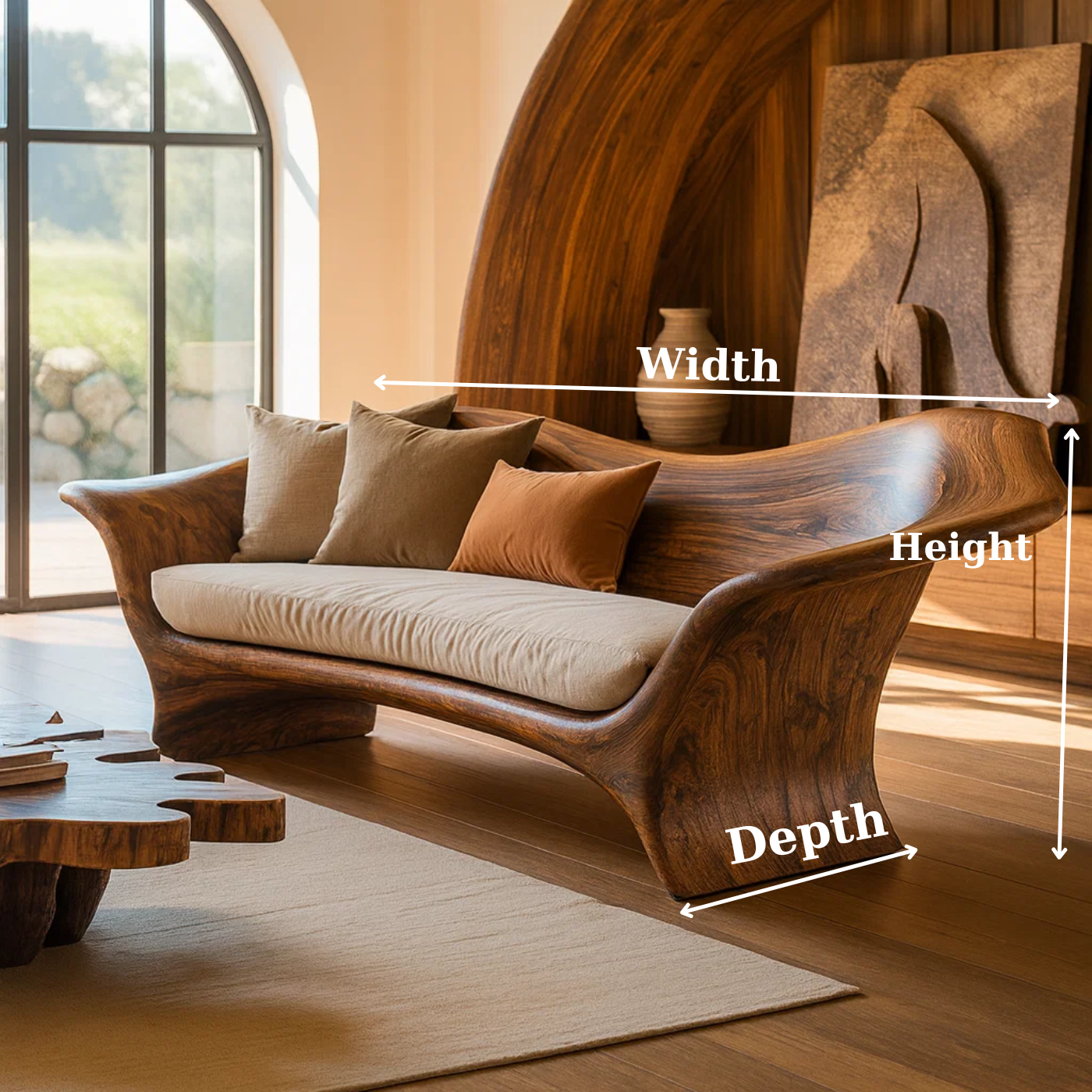 Handcrafted Solid Wood Sofa – Organic Modern Design Lynnsnail