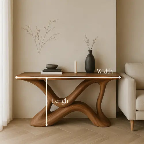 Handcrafted Solid Wood Rhythm Console Table – Contemporary Organic Design Lynnsnail