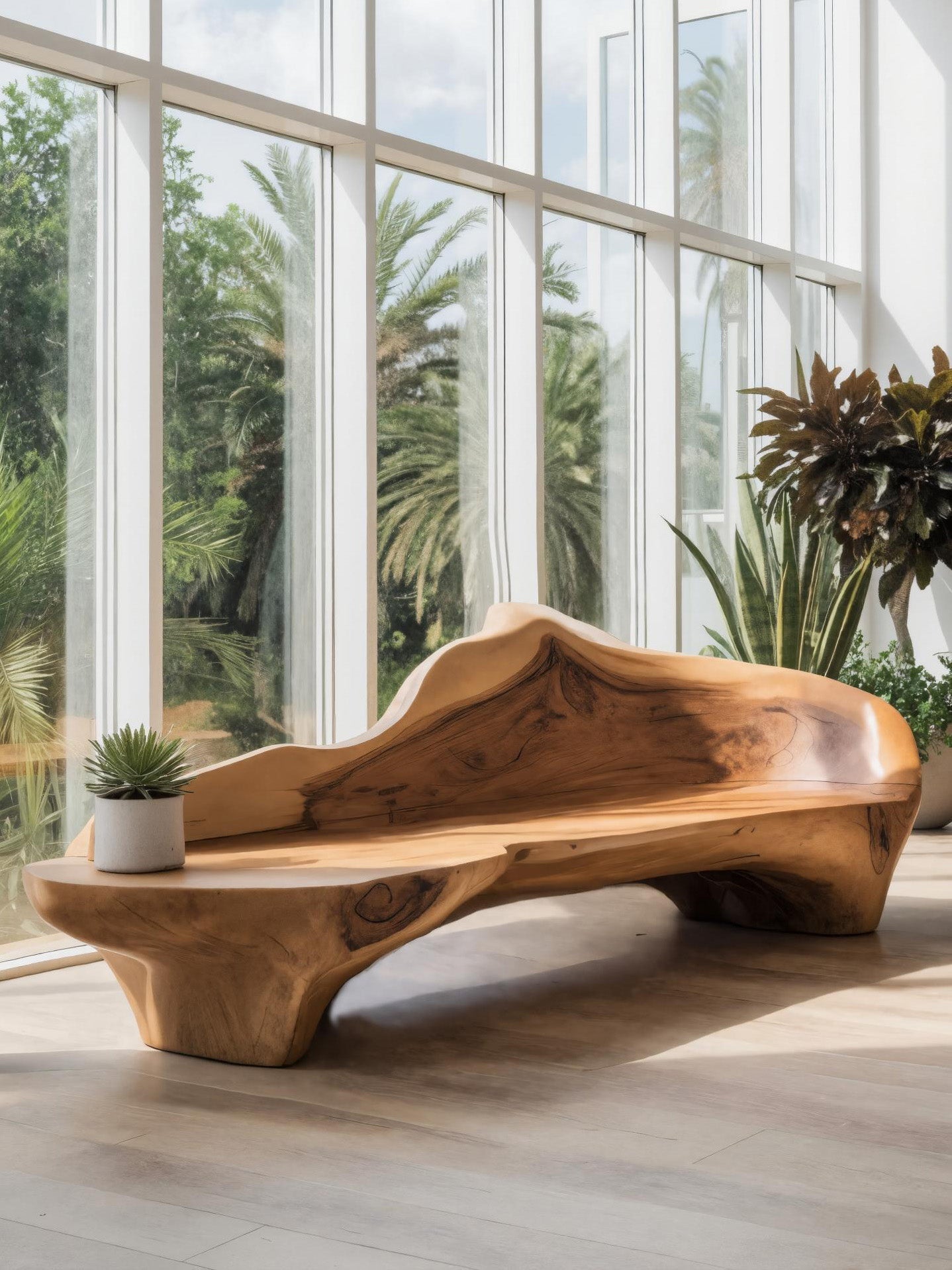 Sculptural Bench With Organic Design For Living Room Lynnsnail