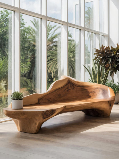 Sculptural Bench With Organic Design For Living Room Lynnsnail